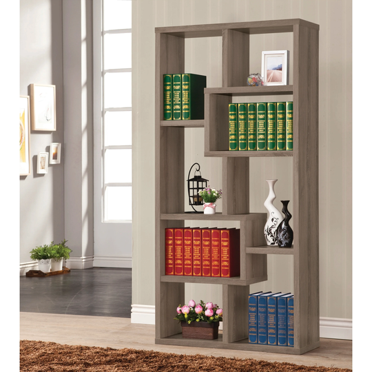 Contemporary Weathered Grey 8-shelf Bookcase