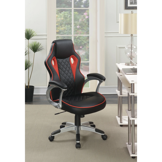 Tisbury Black and Red Swivel Office Chair with Casters