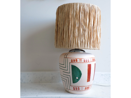 Ceramic Lamp, Table Hand Painted Designer Luminary, Anatolian Pattern Boho Home Decor, Housewarming Gift, Lamp