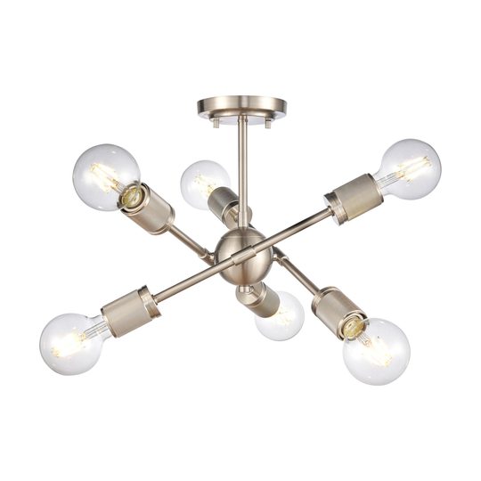 Module 6-Light semi flush mount in Satin Nickel