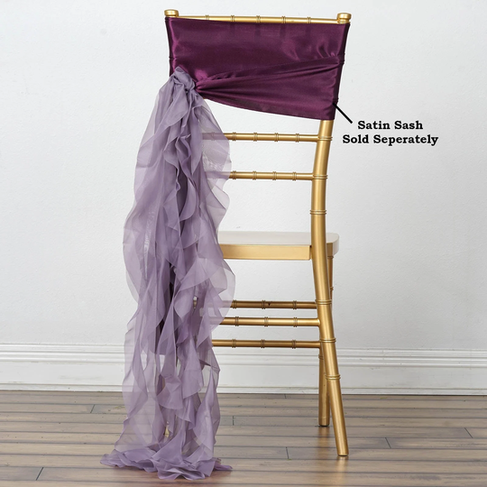 Set Of 6 Strands - Violet Amethyst Chiffon Sash For Chair Decor, Wedding Sash, Chiavari Sashes