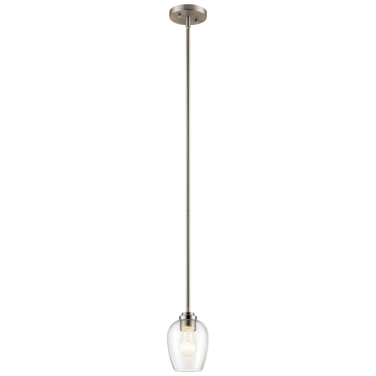 Kichler Lighting Valserrano 7.75 inch Mini Pendant Light Brushed Nickel with Clear Seeded Glass