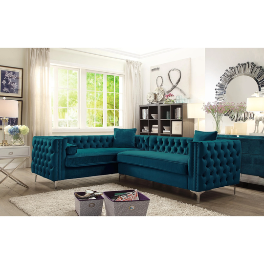Chic Home Susan Elegant Velvet Tufted Left Facing Sectional Sofa