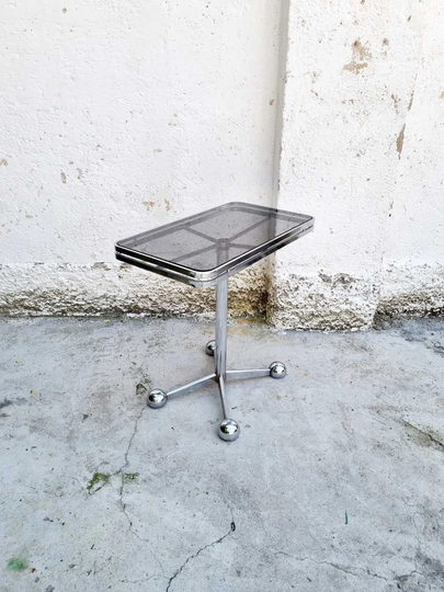 Large Mid Century Italian Coffee Table/Arredamenti Allegri Minimalist 1970S Design Glass & Metal Italy "70S