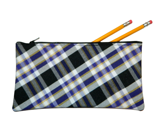 Purple, White & Black Plaid Pencil Case - Lunch Box, Backpack, Plymouth Plaid, School 2M, Uniform Purple