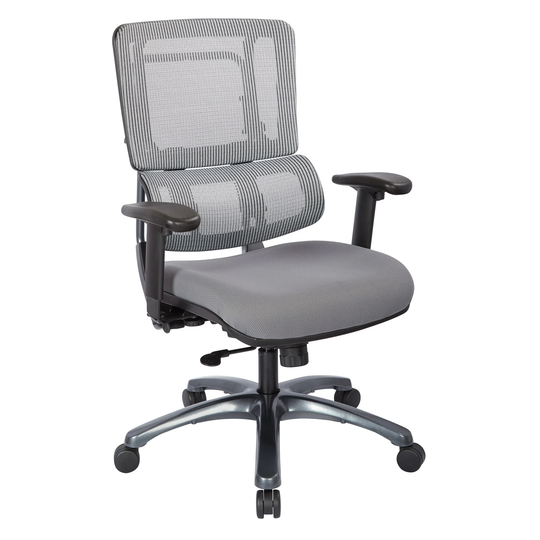 Vertical Grey Mesh Back Office Chair with Titanium Base and Steel Mesh Seat