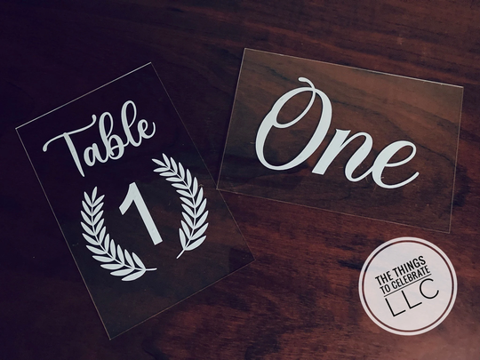 Acrylic Table Numbers | 4x6 With Stands Wedding Custom Design