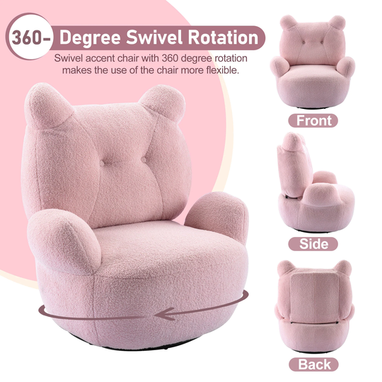 Teddy Short Plush Particle Velvet Barrel Chair with 360 Degree Swivel