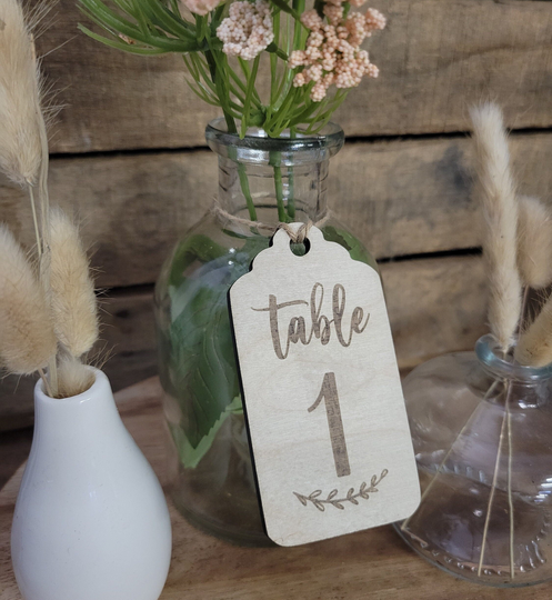 Rustic Wooden Table Number Tag // Farmhouse Style Wedding Tags