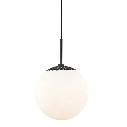 Mitzi by Hudson Valley Paige 1-light Old Bronze Large Pendant, Opal Glossy Glass