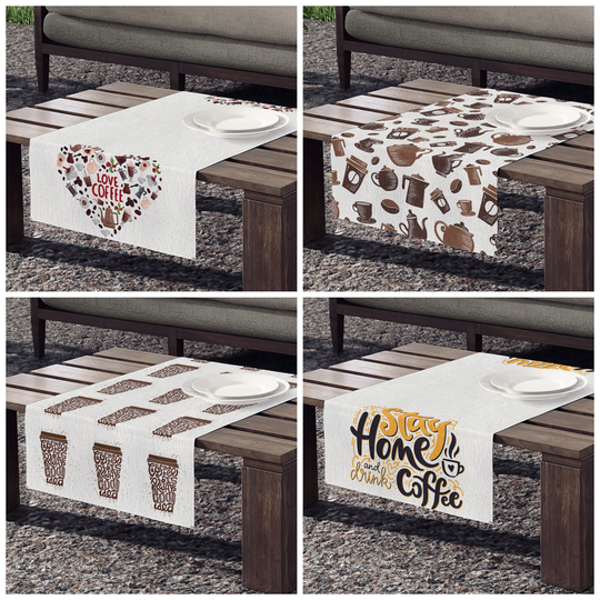 Coffee Table Runner|Coffee Theme Decor|Outdoor Cloth|Coffee Kitchen Decor|Funny Lover Gift|Coffee