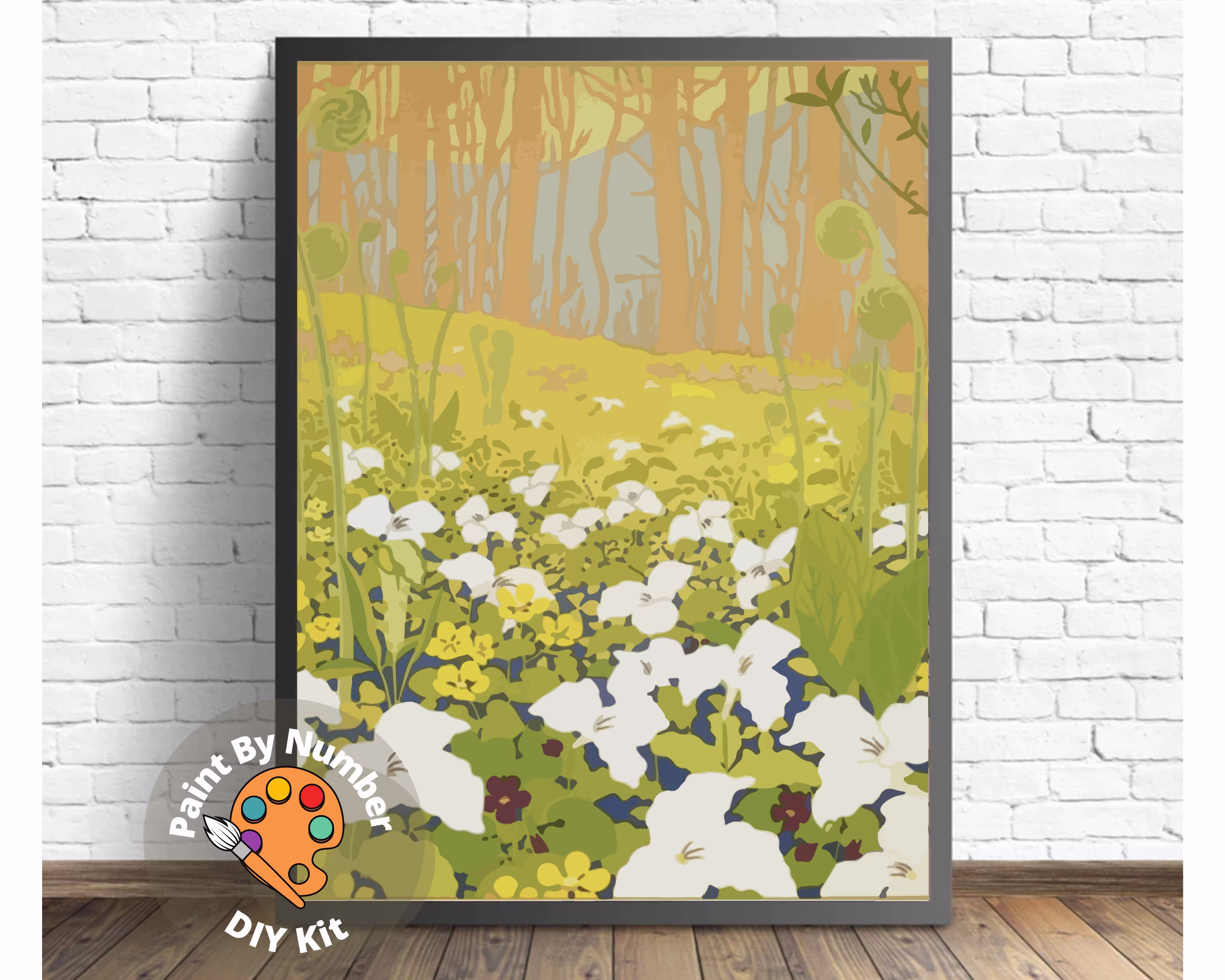 Vintage Style Paint By Number Kit Adult, Diy Paint Spring Flower Field Easy Beginner Acrylic Canvas, Gift For Lover