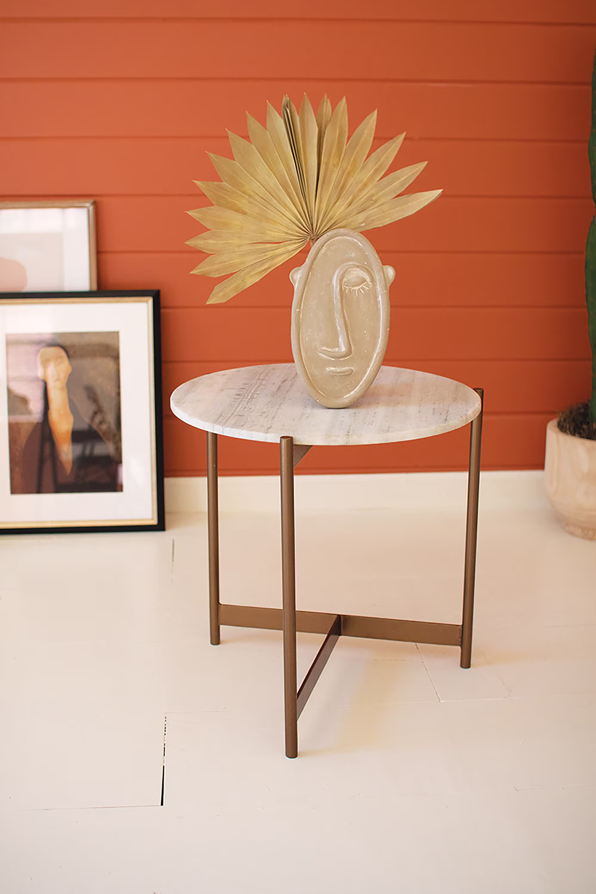 Iron Side Table With Marble Top