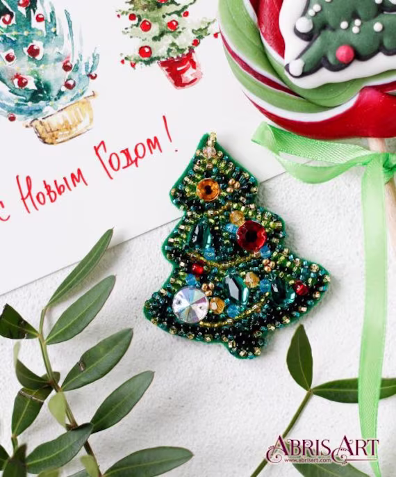 Diy Bead Brooch Kit "Herringbone" Embroidery Size 2"×2.6" | 5.2x6.6 cm, Gift