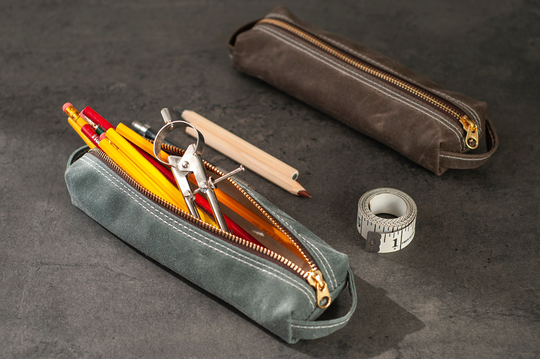 Waxed Canvas Pencil Case, Personalized Pen Pouch Zipper Makeup Organizer, Gift For Him Her, Graduation Teacher Mother's Day