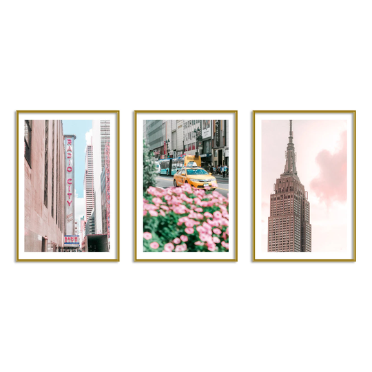 New York City Set Of 3 Wall Art Colorful Gallery Print