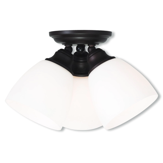 Livex Lighting Somerville Satin Opal 3-light Ceiling-mount Fixture