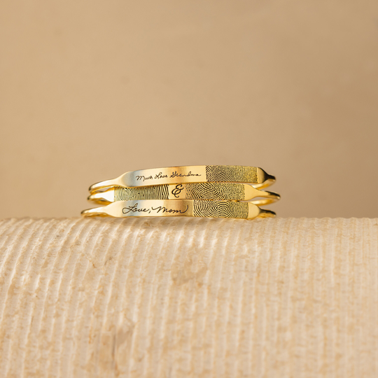 Fingerprint Cuff Bracelet Custom Children Memorial Fingerprints Keepsake Jewelry Mother Gift Bm31