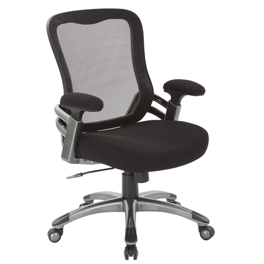 Black Mesh Back and Fabric Seat Office Chair with Light Water Transfer Accent Base