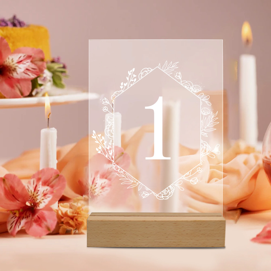 Wedding Table Numbers, Acrylic Number Sign, Modern Geometric Clear Plexiglass Sign, Bridal Shower Party Decor