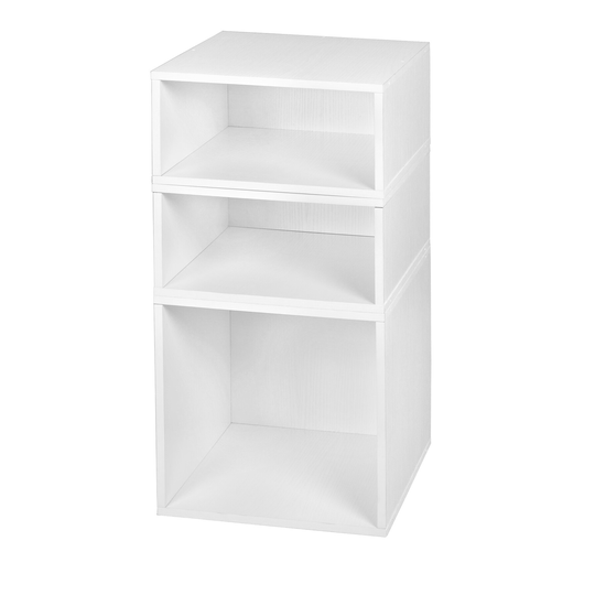 Noble Connect Storage Set- 1 Full Cube/2 Half Cubes- White Wood Grain