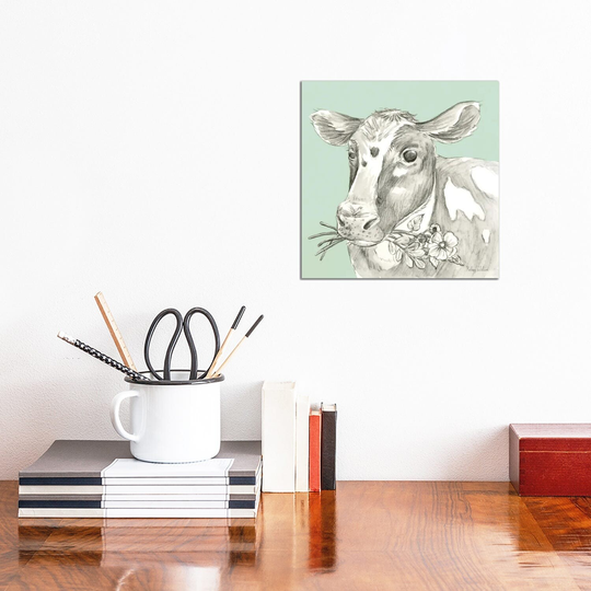 iCanvas "Watercolor Pencil Farm Color II-Cow" by Kelsey Wilson Canvas Print