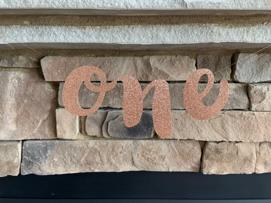 Rose Gold High Chair Banner | One Copper First Birthday Photo Shoot