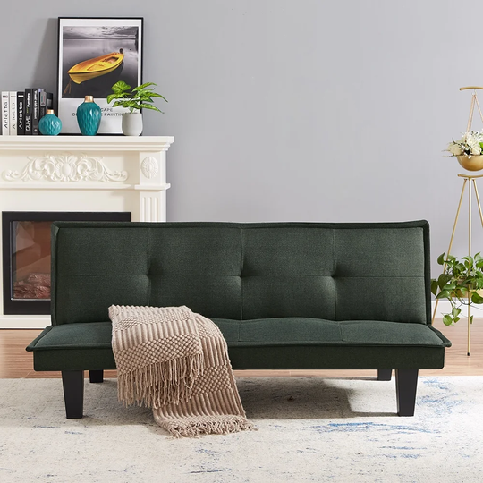 EYIW L-Shaped Storage Sofa with Pull out Sleeper, Sectional Sofa with Storage and 2 Stools