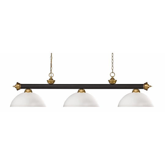 Avery Home Lighting Riviera Bronze & Satin Gold Dome Matte Opal 3 Light Billiard Light - Bronze + Satin Gold