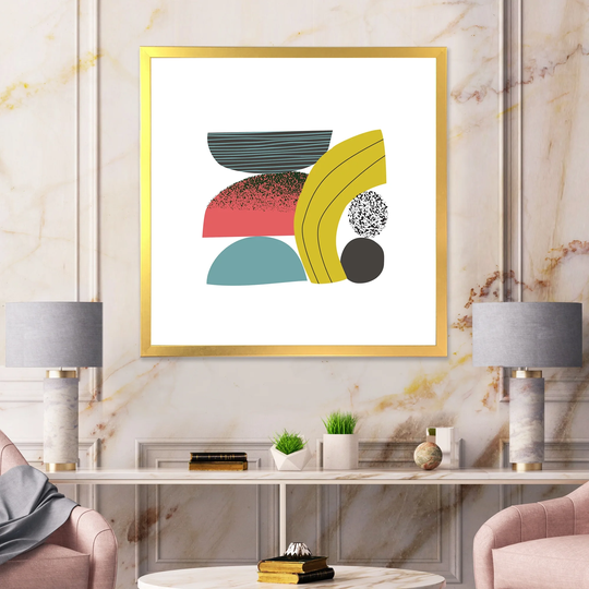 Designart 'Colorful Geometric Abstract Art Collage II' Modern Framed Art Print