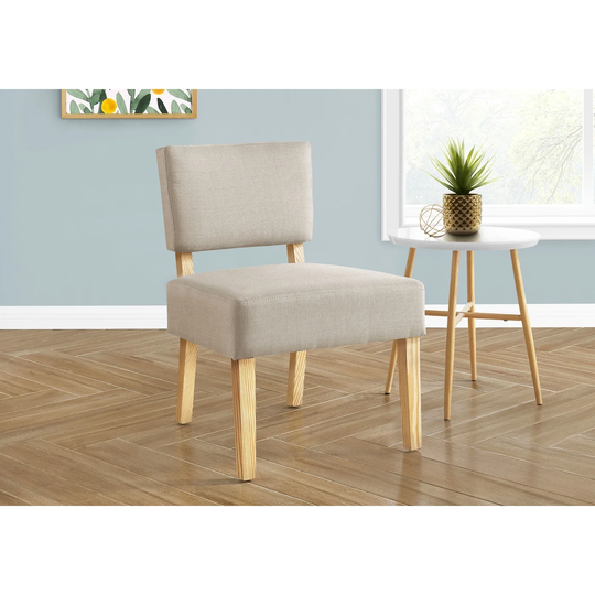 Upholstered Taupe Linen-Look Fabric Accent Chair