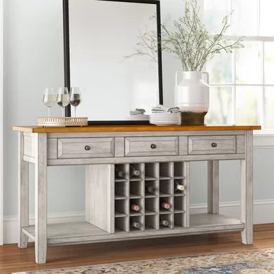 Fortville 62" Wide 3 Drawer Rubberwood Wood Sideboard