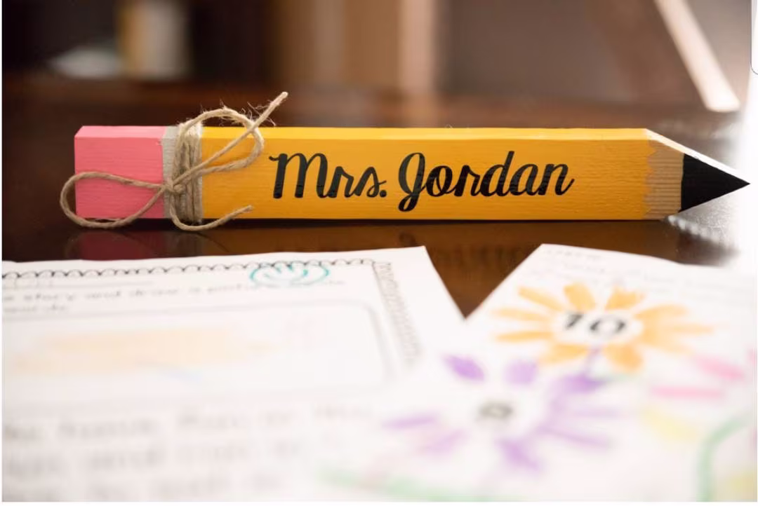 Teacher Name Pencils, Pencil Sign, Plate, Gift, Appreciation Pencil, Grad Gift