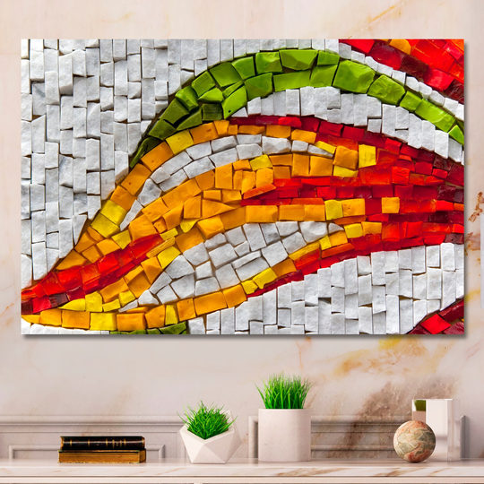 Designart 'Colorful Orange And Red Mosaic' Modern Canvas Art Print