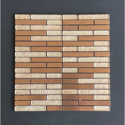 Metal and Glass Brick Joint Mosaic Tile