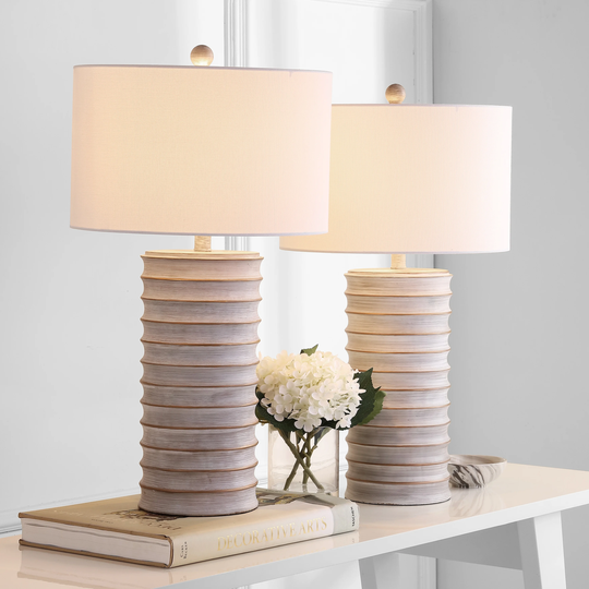 SAFAVIEH Lighting Melina Grey LED Table Lamps (Set of 2) - 16"x16"x28.5"