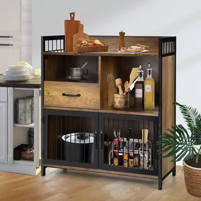 Industrial Buffet Server Cabinet Sideboard For Kitchen