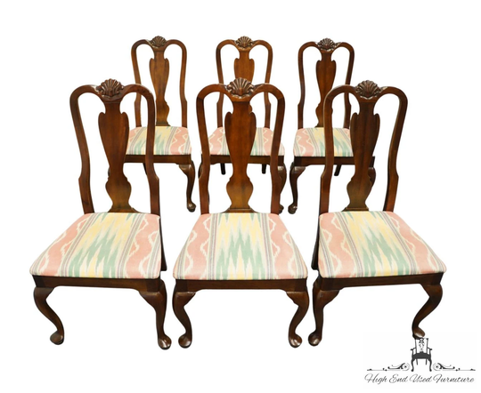 Set Of 6 Drexel Heritage Solid Cherry Traditional Queen Anne Style Dining Side Chairs