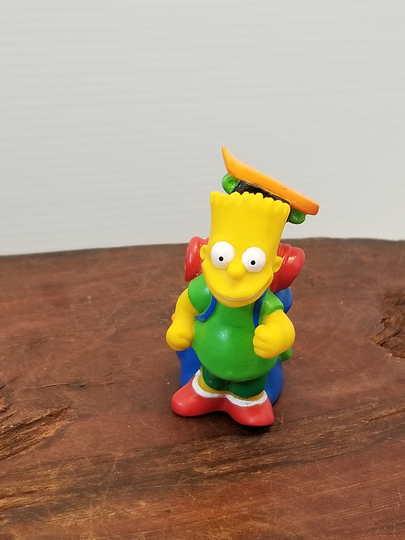 Bart Simpson Happy Camper Figure, With A Loaded Down Backpack, Pencil Topper Maybe 1990