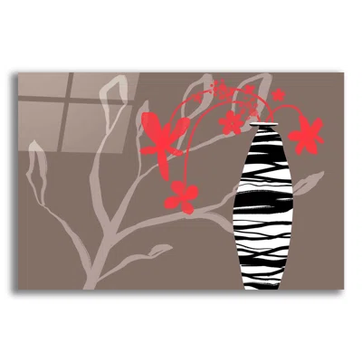 Red Flowers in a Vase by Delores Naskrent - Unframed Graphic Art