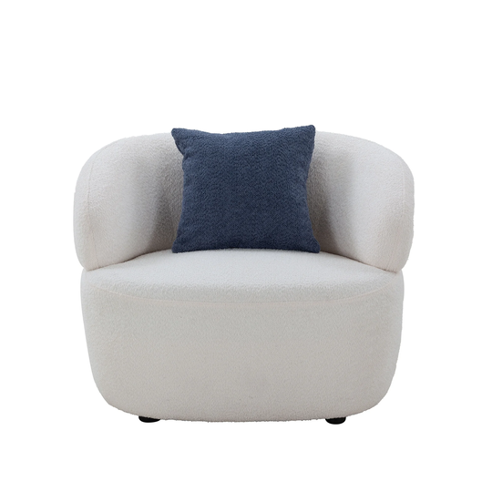 Mid Century Modern Curved Sofa, 1-Seat Cloud couch Boucle sofa Fabric Couch for Living Room, Bedroom, Office