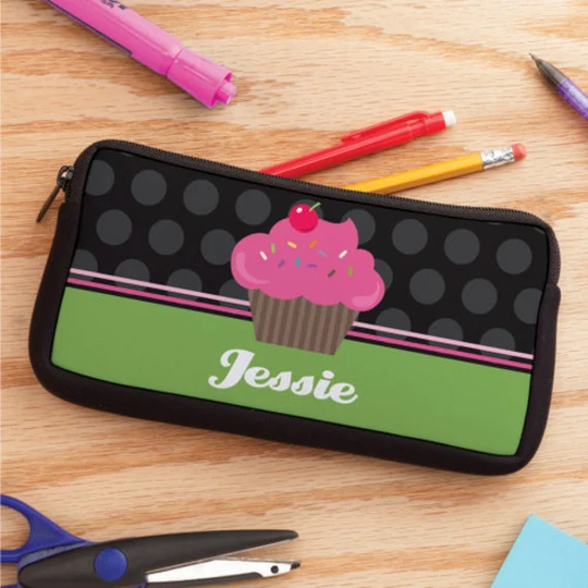 Cute Cupcake Personalized Pencil Case, Customized Kids Pencils Pouch, Back To School Supplies