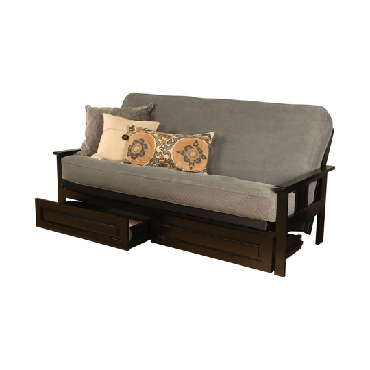 Somette Monterey Sofa in Black Finish with Storage and Removable Mattress Cover