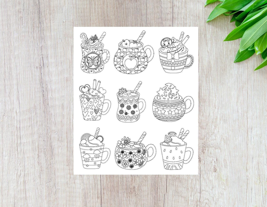 Mugs Coloring Stickers, Kids Summer Activities, Color Your Own Activity, Crafting, Arts & Crafts For Kids