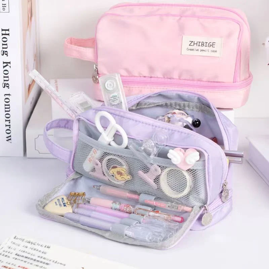 Large-Capacity Portable Pencil Bag Girl Ins Japanese Simple Stationery Box Student High-Value Cute Case