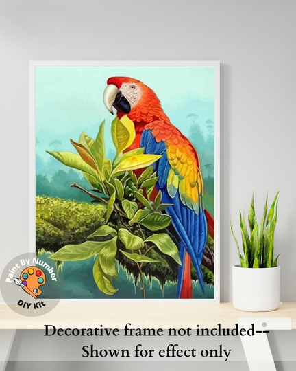 Exotic Parrot Paint By Numbers Kit For Adults, Macaw Bird Tropical Garden Easy Diy Acrylic Painting Set - Wall Art Decor