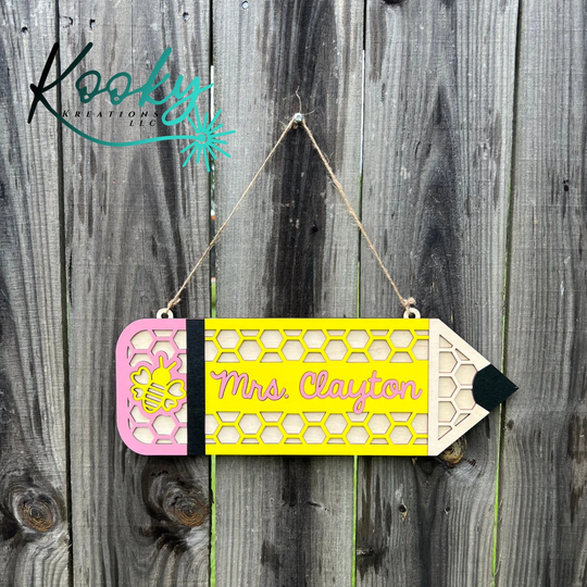 Teacher Pencil Sign Personalized