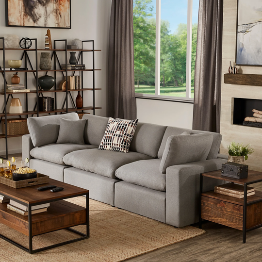 Anka Grey Linen Down Filled Cushioned Sofa by iNSPIRE Q Modern