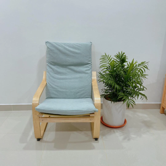 Faux Leather | Ikea Poang Chair Cushion Cover - Cloud Blue, Light Blue