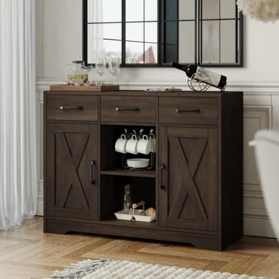 West Hewish 41.7'' Wide 3 Drawer Brown Wood Sideboard